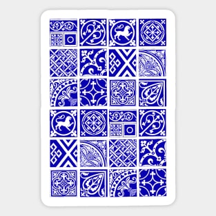 Blue Medieval Tile Pattern Sticker